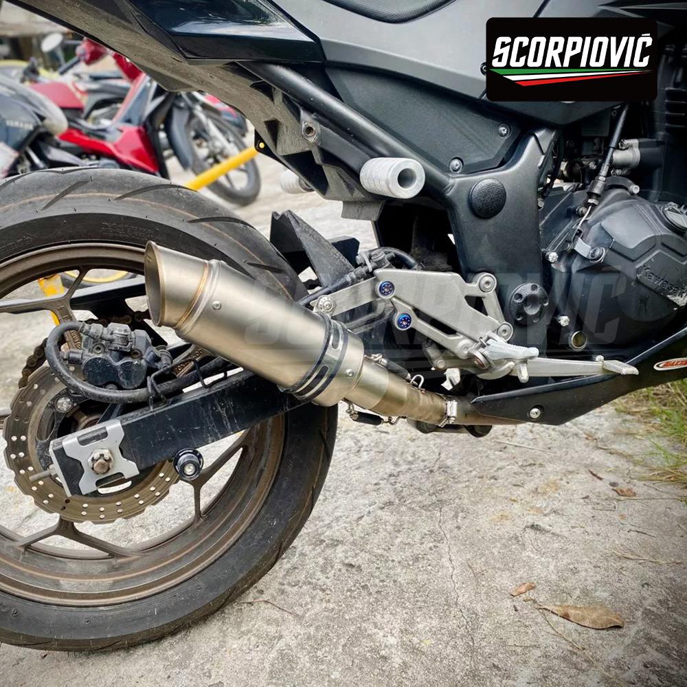 Golden Barrel Tail Muffler 51mm Universal Motorcycle Exhaust Pipe CBR650 Ninja 400 GPR250