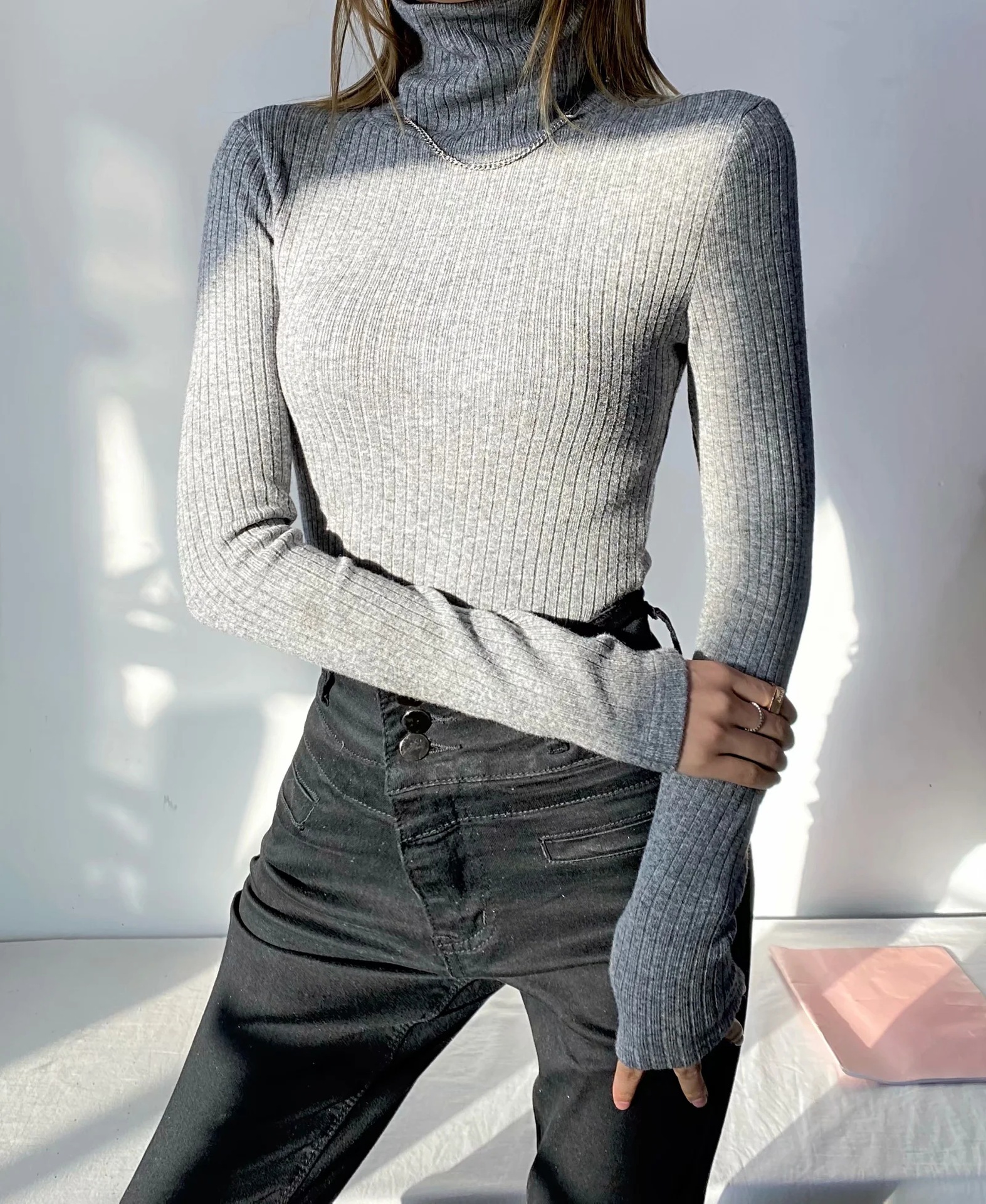 Imitation Wool Turtleneck Pit Strip Stretch Bottoming Shirt NSAC24889