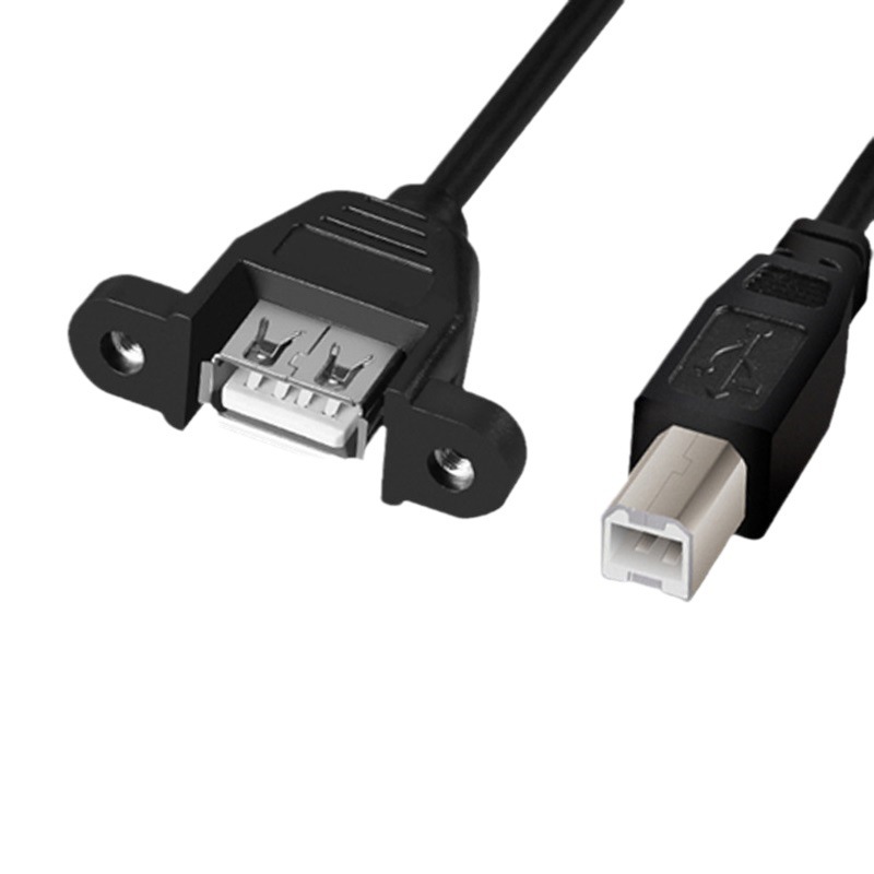 USB带耳朵转打印线 打印延长线 方口B公转USB母头 USB线