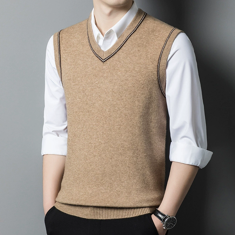 Knitted vest, demi-season woolen sweater sleevless, increased thickness, autumn