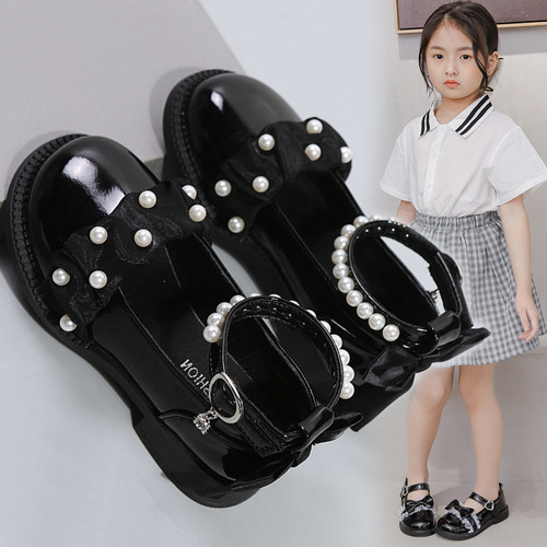 Girls' Leather Shoes Spring and Autumn  New Korean Style Children's Soft Soled Princess Shoes for Big Children, Girls and Elementary School Performance Shoes