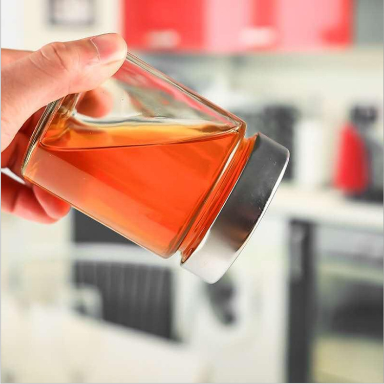卸売ラウンドハイカバー漬物ボトル密封ガラス瓶ジャムチリボトル透明缶瓶蜂蜜瓶保存瓶|undefined