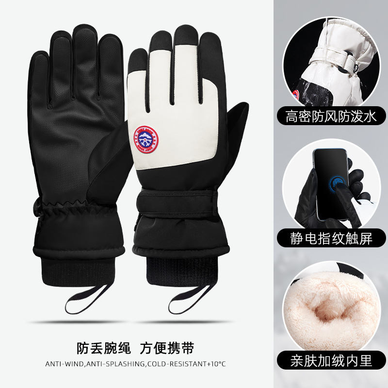 Guantes de esquí al por mayor para hombres a prueba de frío y anticongelante de invierno más engrosamiento de terciopelo para jugar con guantes de ciclismo en la nieve Pantalla táctil de esquí para mujeres