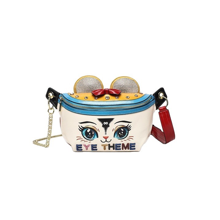 Animal encantador bolso de pecho de dibujos animados banco cadena de diamante de alta calidad PU damas sensación de diseño casual universal 2862 #