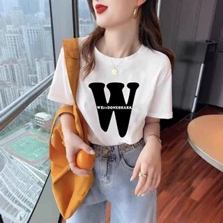 港风冰丝短袖T恤女夏季男女服装韩版宽松显瘦字母凉感修身上衣衫