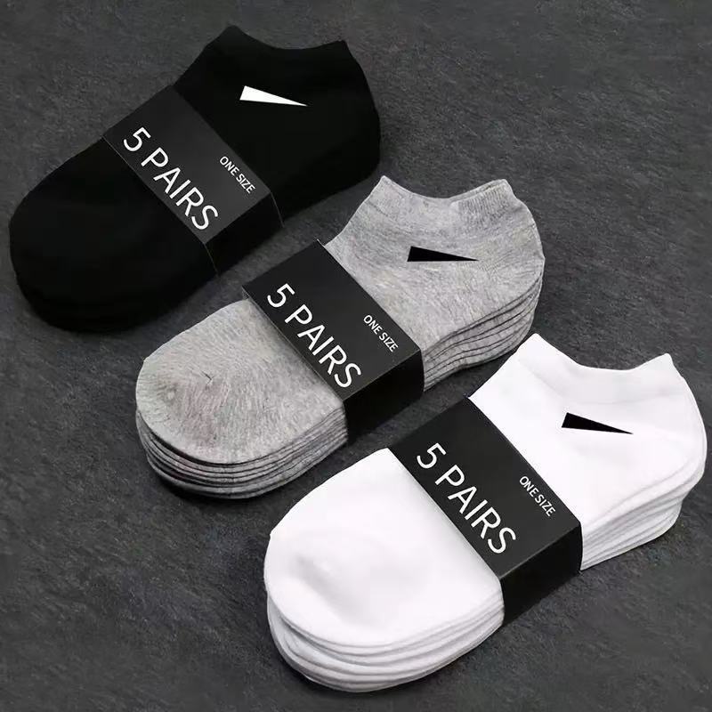 Calcetines transfronterizos para hombres, calcetines de verano, calcetines de barco, calcetines negros, blancos, grises, planos, bajo, poco profundos, calcetines de algodón de algodón invisibles, calcetines delgados para hombres