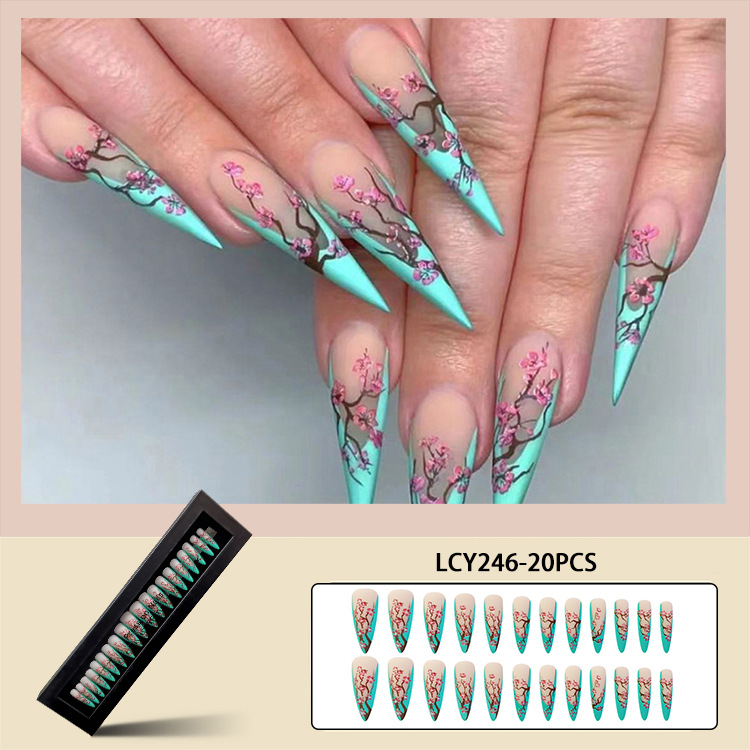 Estilo europeo y americano super largo desgaste uñas puro deseo caja de regalo jalea pegamento manicura pieza de uñas falso parche de uñas producto terminado venta al por mayor