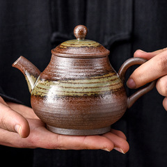 柴燒手工茶壺復古家用陶瓷手作泡茶壺壺承套組功夫茶具分茶器單壺