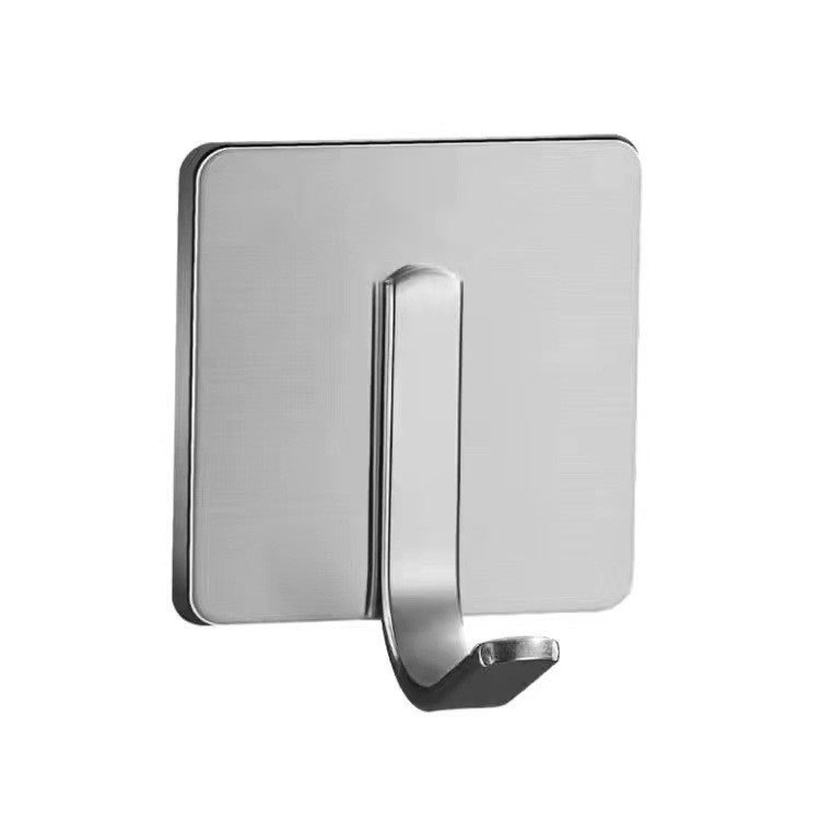 No-Drill Stainless Steel Hook, Single Adhesive Hook, Waterproof and Moisture-Proof, Wall-Mounted for Kitchen and Bathroom Doors