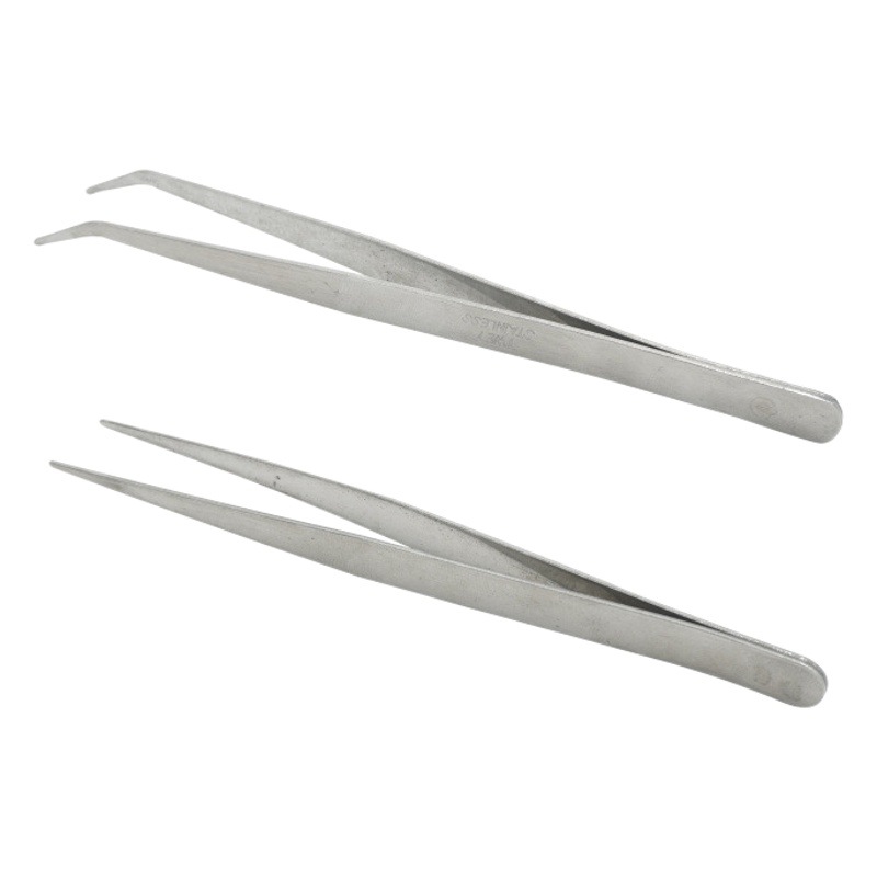 Pinzas de acero inoxidable recta codo pinzas clip máquina de coser aguja hilo cabeza clip herramienta de costura Pinzas