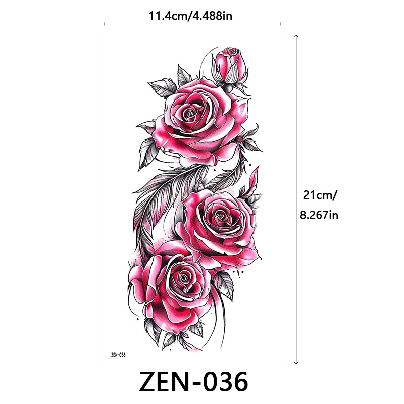 新品跨境 ZEN小全臂纹身贴半臂纹身贴动物花朵万圣节纹身贴tattoo|undefined