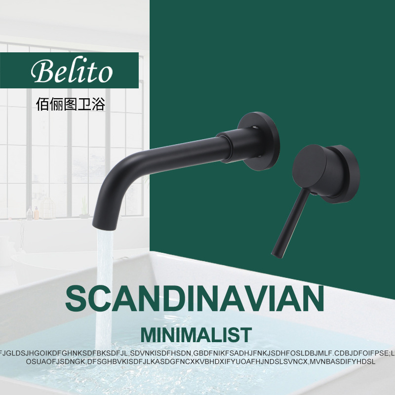 Wall-Mounted Faucet Concealed with Hot and Cold Copper Mixing Valve for Bathroom Sink, Wall-Mounted Faucet for Countertop Basin