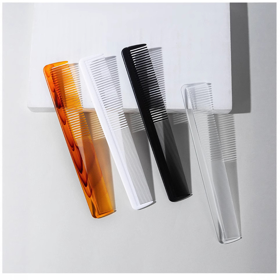 Mastri Oil Head Hair Cutting Comb Amber Large Tooth Comb Wide and Dense Teeth Ultra-Thin Plastic Retro Back Comb Wholesale