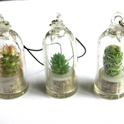 创意多肉植物挂件 迷你多肉植物 仙人掌钥匙扣 微景观微盆景|ru