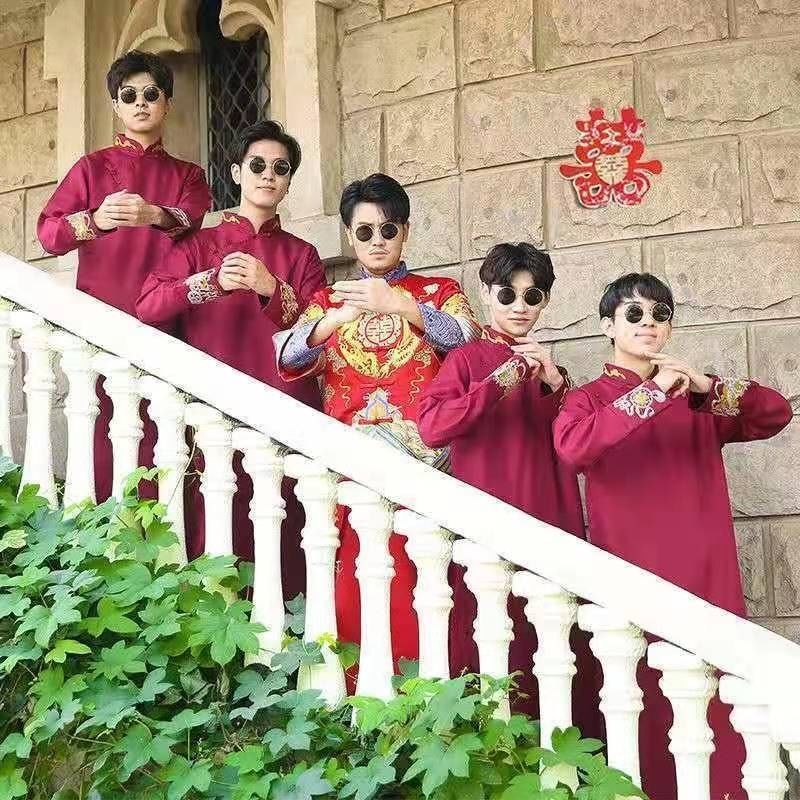 ベストマンスーツ、中国風ウェディングドレス、中国風兄弟グループ衣装、結婚式のお祝いパフォーマンス衣装、ベストマングループ衣装、ジャケット|undefined