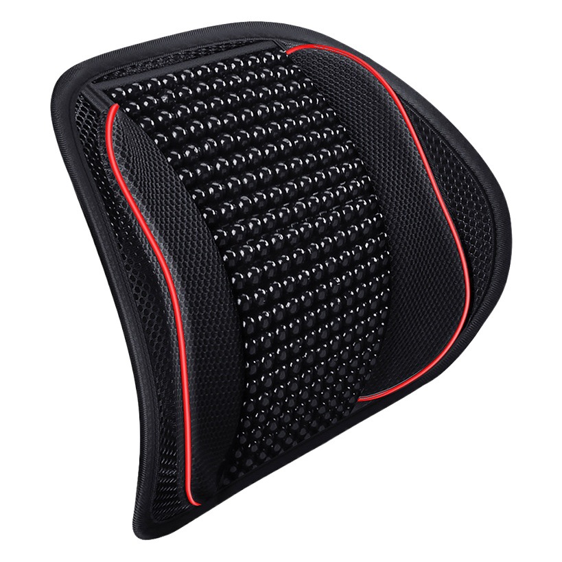 Summer Wing-Shaped Machine-Knitted Ice Silk Wing Cushion with Wooden Beads, Steel Wire Backrest, Breathable Massage Lumbar Support Cushion for Office Chair
