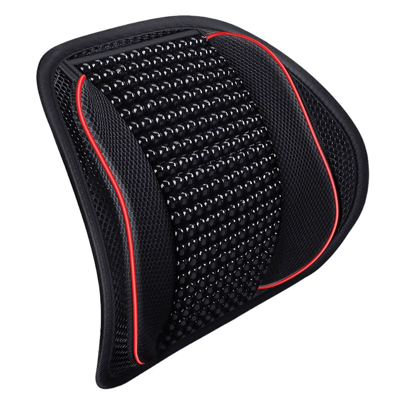 Летняя подушка для поясницы из машинного плетения из ледяного шелка с деревянными бусинами, стальной проволокой для поддержки спины, дышащая, массажная, для офисного кресла