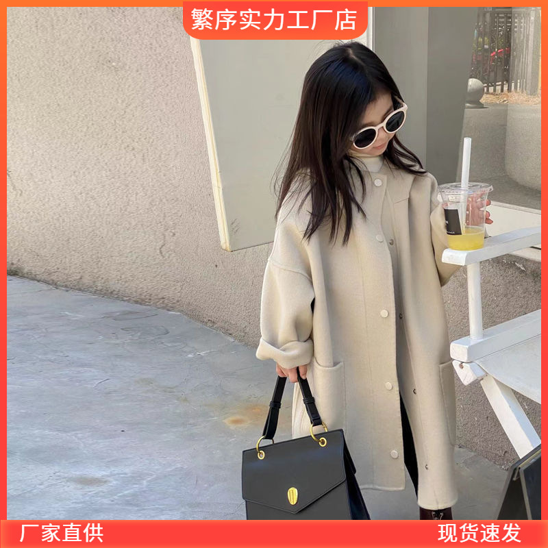 Children's Clothing 2025 Autumn and Winter New Style Kids' Double-Sided Wool Coat for Girls, Korean Style Woolen Outerwear for Older Children, Trendy Children's Clothing 2025 Autumn and Winter New Style Kids' Double-Sided Wool Coat for Girls, Korean Style Woolen Outerwear for Older Children, Trendy