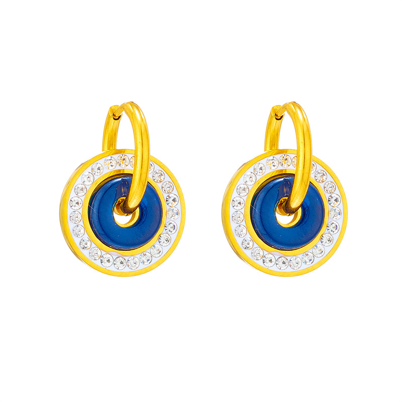 Concentric Round Drop Earrings With Diamond Inlay Retro Style_voghion.com