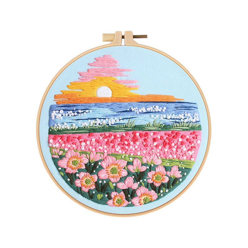 Nuevo paquete de material de bricolaje de bordado de paisaje y paisaje, kit hecho a mano, productos semiacabados autobordados creativos, inglés transfronterizo original