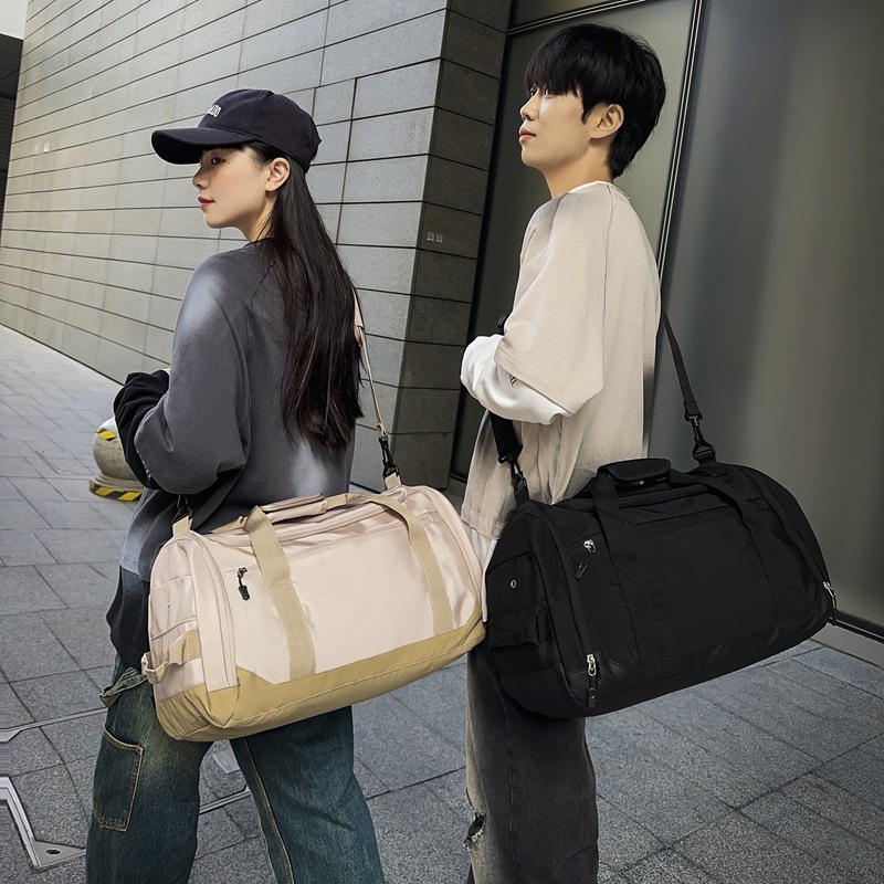 Bolsa de viaje portátil con almacenamiento de zapatos independiente, bolsa deportiva de ocio de gran capacidad para hombres, bolsa de ropa de cama inclinada ligera para mujeres