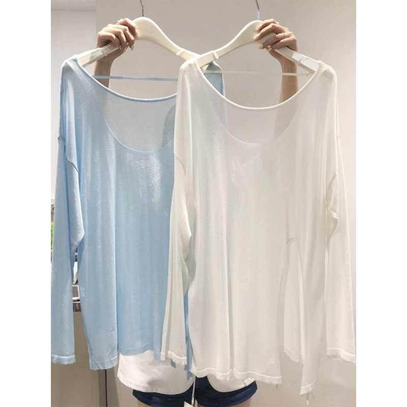Sunscreen Blouse Women's Summer 2024 New Style Loose Outer Wear Thin Micro-transparent Long-sleeved T-shirt Fitness Yoga Top Sunscreen Blouse Women's Summer 2024 New Style Loose Outer Wear Thin Micro-transparent Long-sleeved T-shirt Fitness Yoga Top