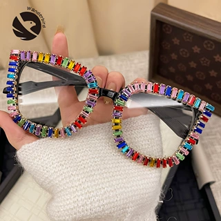 韩版镶钻大框百搭显瘦个性装饰平光镜舞会眼镜Party  glasses