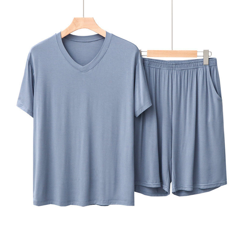 Men's Summer Modal Pajamas and Pajamas Set, Casual Wearable Short-Sleeved Shorts, Home Clothes, Large Size Two-Piece Set Men's Summer Modal Pajamas and Pajamas Set, Casual Wearable Short-Sleeved Shorts, Home Clothes, Large Size Two-Piece Set