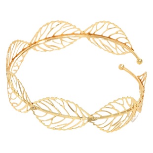 European and American Cross-border Metal Exaggerated Hollow Leaf Bracelet Simple Geometric Personality Opening Bracelet Niche All-match Jewelry
