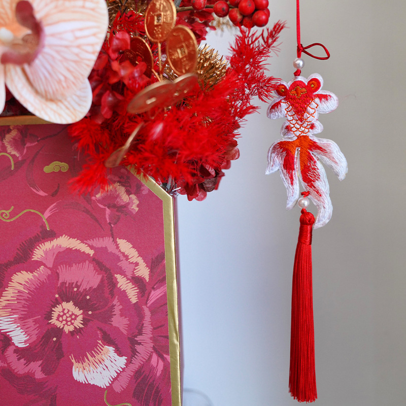2025 Año Nuevo, Año de la Serpiente, Colgante de linterna Koi, Cubo de bendición, Colgante de flor de Año Nuevo, Accesorios portátiles, Materiales de decoración de floristería