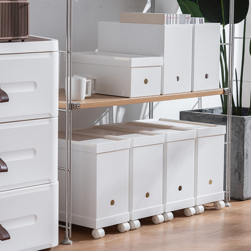 Japanese classic office A4 file storage box home living room balcony cabinet with lid pulley storage box