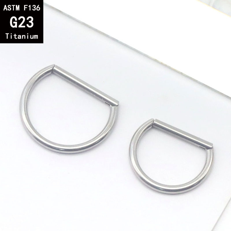 G23 Titanium D-Shaped Seamless Hoop Earring Nose Ring 1.2mm Thick Body Piercing Jewelry detail image 8