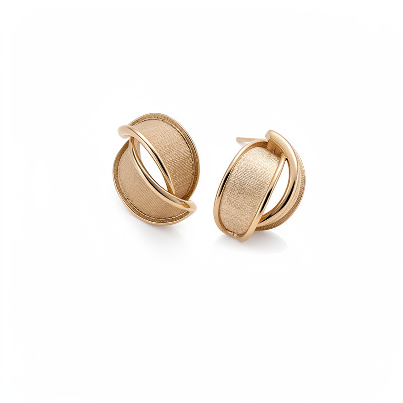 18k oro real chapado aguja de plata cepillado pernos oval estilo simple temperamento pendientes ligero lujo alta sensación de auriculares image 6