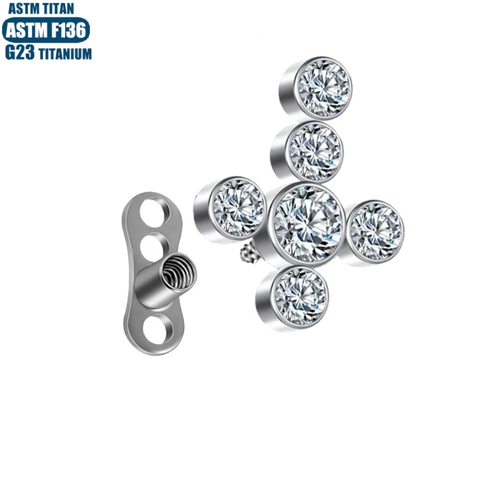 Silver pointed spike labret stud material detail