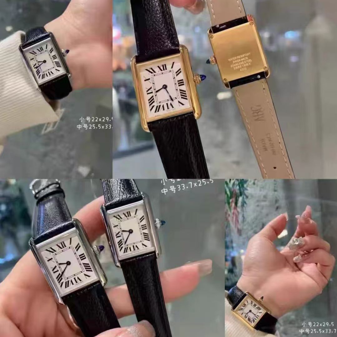 韓国版迪通ナ復古戦車方形女史山度士石英腕時計中古mus女時計watch