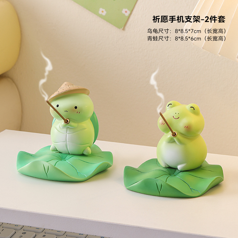 Soporte para teléfono móvil rana linda estación de oficina creativa cosas buenas decoraciones de escritorio regalos de cumpleaños niñas