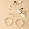 Earrings, set, metal ring from pearl, jewelry, European style, suitable for import, 6 pair