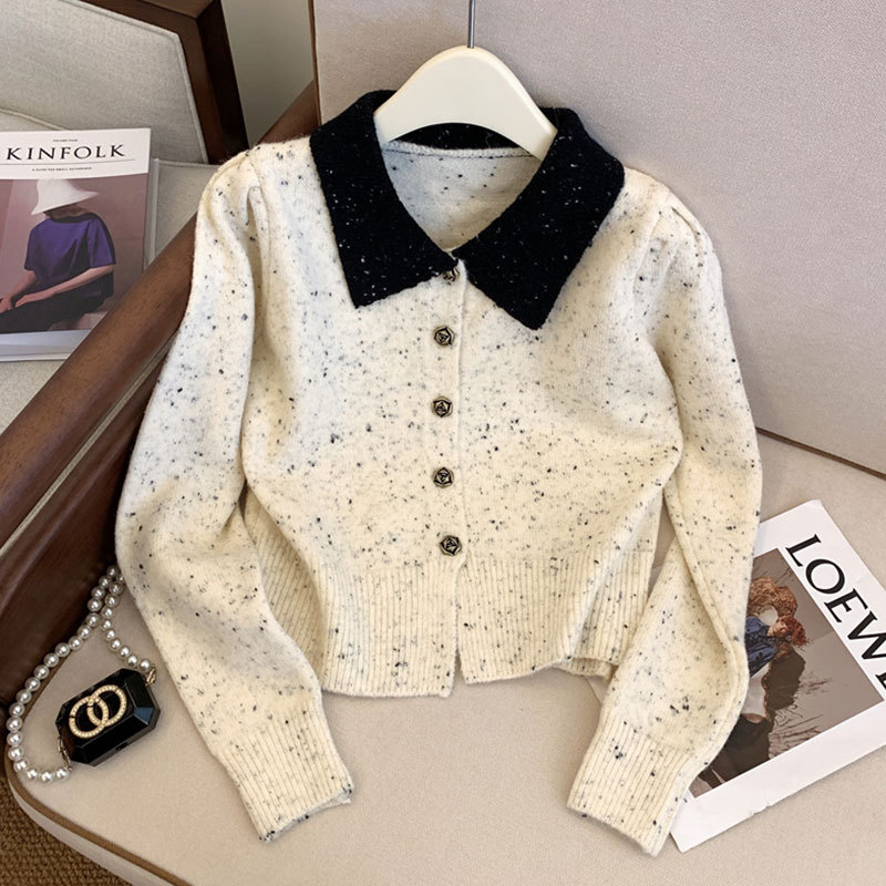 French-style doll collar, age-reducing, petite women's knitted cardigan, spring 2026 new women's sweater, knitted jacket French-style doll collar, age-reducing, petite women's knitted cardigan, spring 2026 new women's sweater, knitted jacket