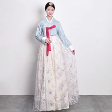 夏季新款长袖长裙套装韩服改良韩国传统女士古装朝鲜民族服装演出