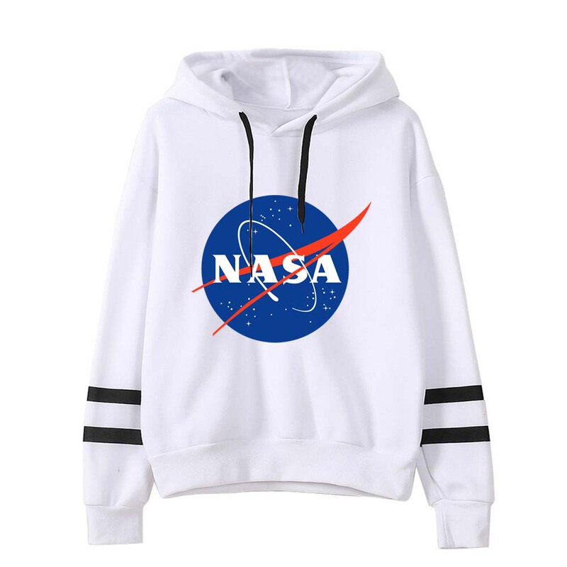 NASA space printing hooded sweater men's and women's spring and autumn casual sports hooded fleece-lined top