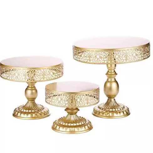 Creativo estilo europeo oro hueco estante de pastel de boda props mesa de postres decoración de postres tienda de postres refrigerio combinación de estante de pastel