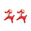 Christmas metal cartoon earrings with bow, European style, with snowflakes