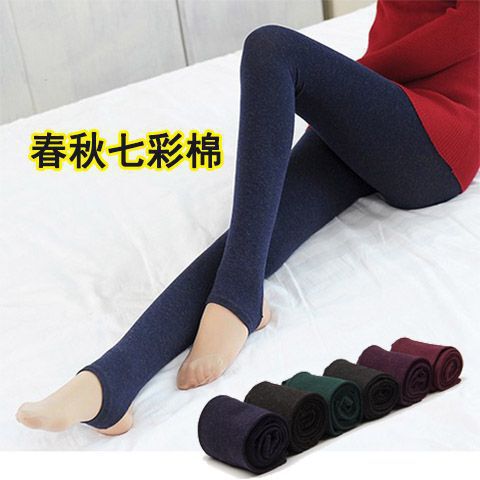Yiwu stock special leggings velvet spring and autumn fleece-lined thick women's pantyhose high waist thick colorful cotton