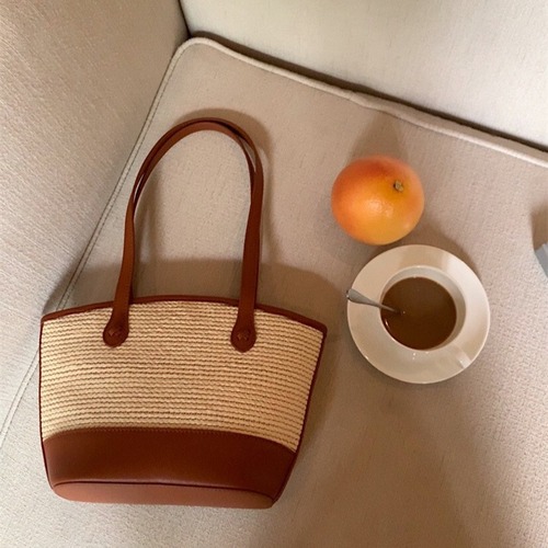 2024 Summer New Women's Bag Large Capacity Shoulder Underarm Tote Bag Fashion Retro Niche Straw Bag for Women