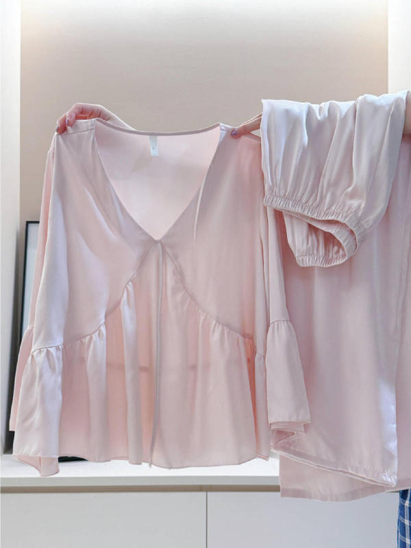 法式宫延风凉感冰丝睡衣女2025秋季大码轻奢仿真丝家居服两件套|undefined