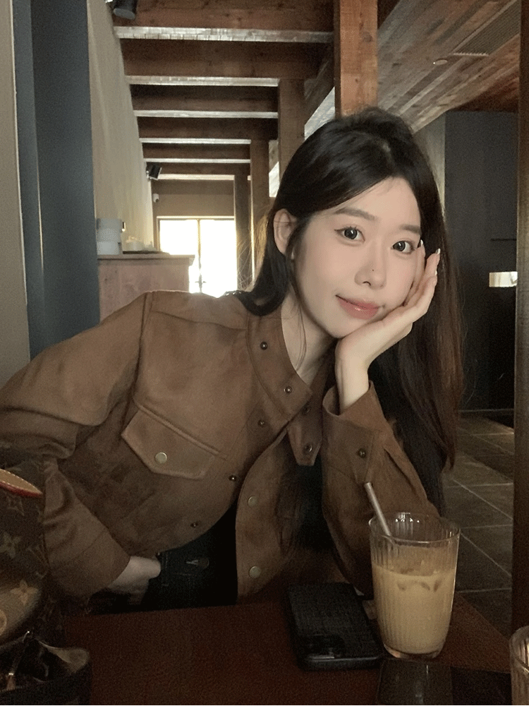 仿麓皮夹克衫女复古立领短款秋季新款韩版修身显瘦气质休闲外套潮|undefined