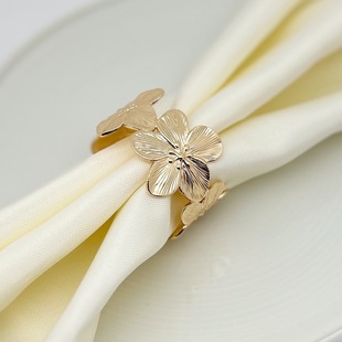 Europe and the United States cross-border Amazon plum blossom napkin ring KC gold plating high-level sense exquisite niche design mouth cloth ring
