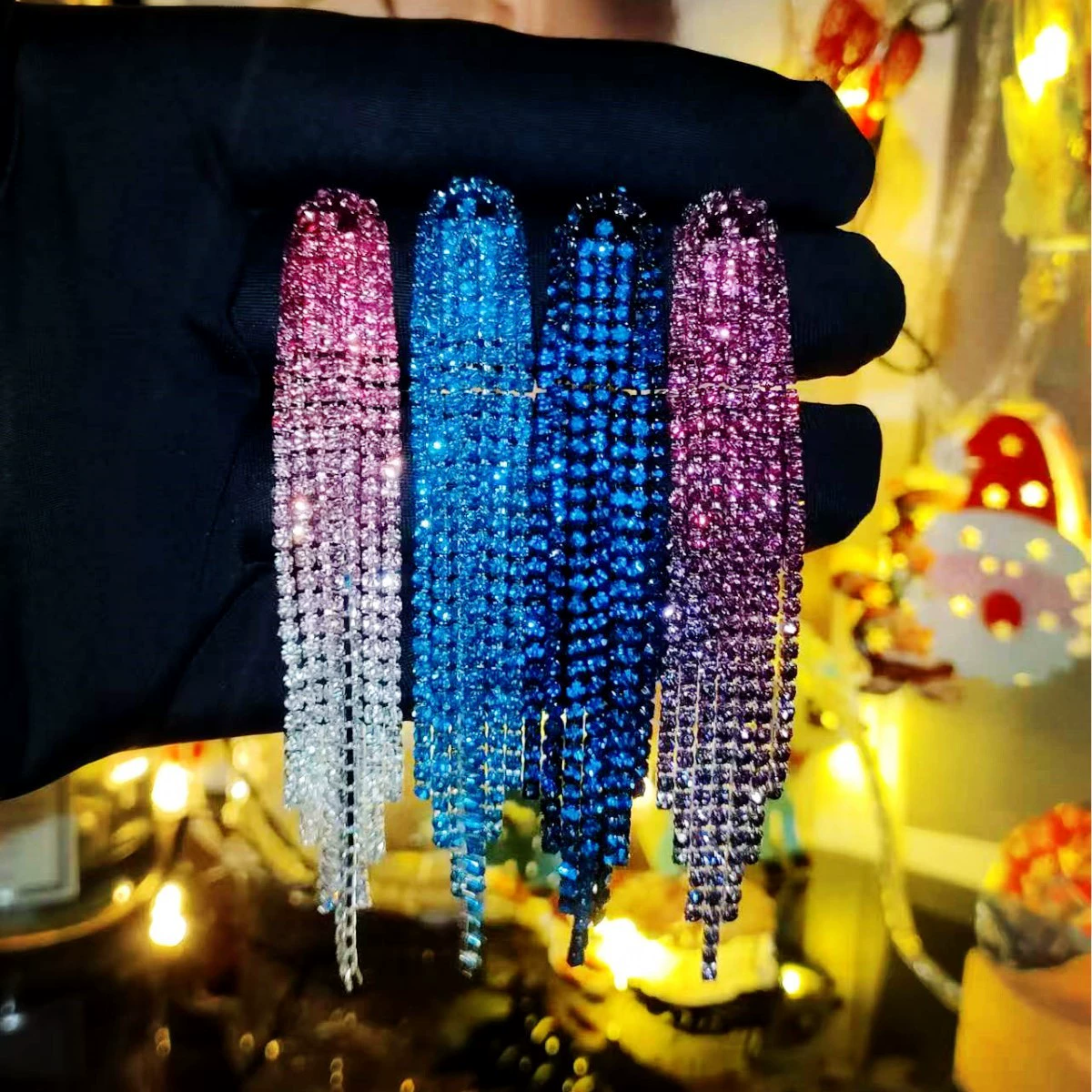 Fashionable earrings, diamond encrusted, high-quality style, wholesale