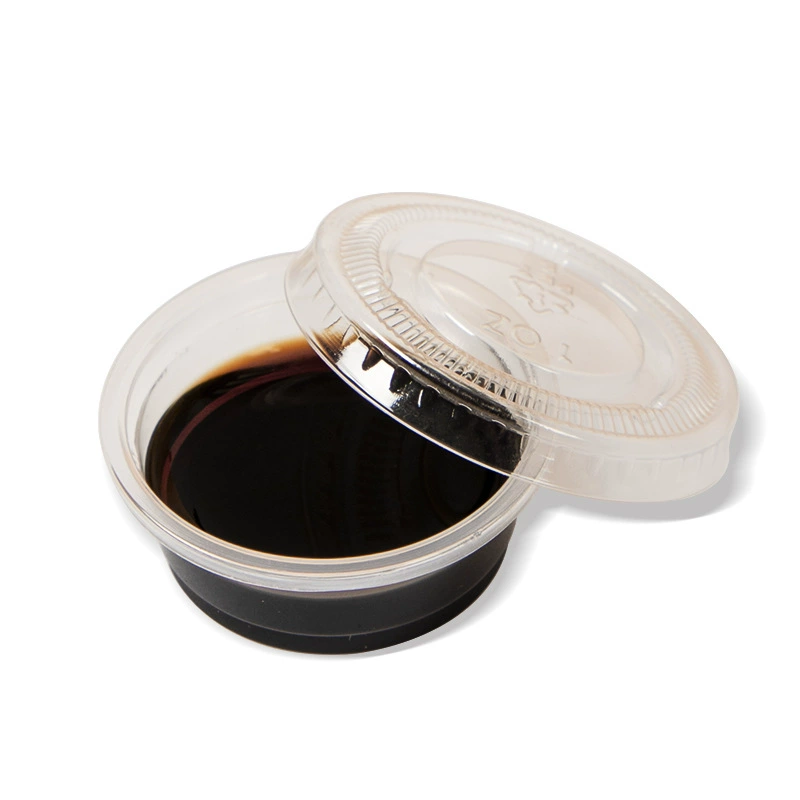 Processing and custom disposable sauce cup circular plastic PP split banded seasoning pepper takeaway packing dipping box