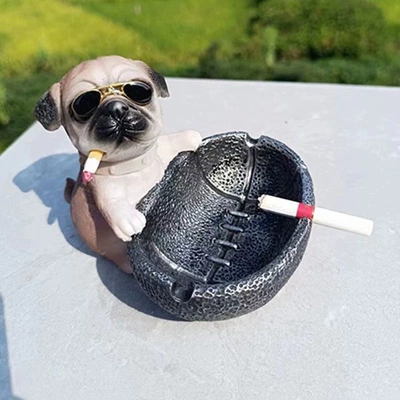 2026 New Trendy Large-Capacity Car ashtray - ball-holding-dogwearing-sunglassesbrownsilver